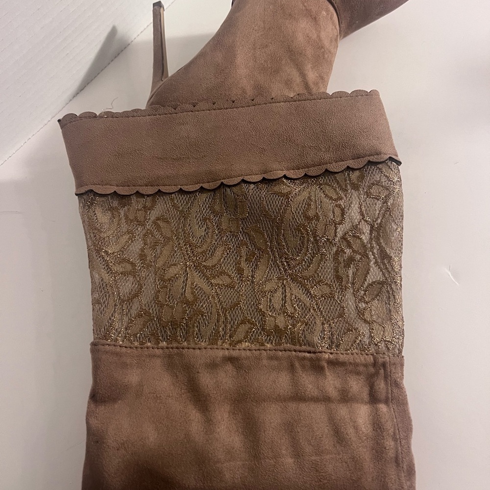 Over-the-Knee Stiletto Boots in Taupe - Picture 4 of 8